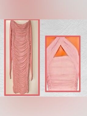 Nookie Salmon Pink Monroe Ruched Halter Midi Dress - Size M